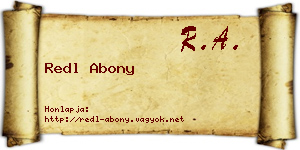 Redl Abony névjegykártya